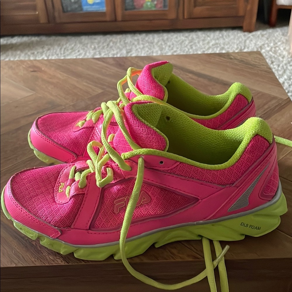 Fila Pink and Yellow Athletic Shoes for Dynamic Performance
